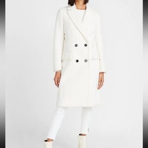 Like NEW - Express Ivory Sherpa Double Breasted Car Coat - Women’s, XS X-Small